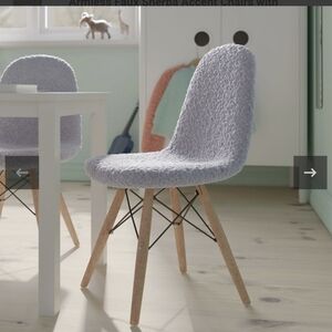 Kids modern Armless Accent Chair. Gray Upholstery with birch wood legs. New